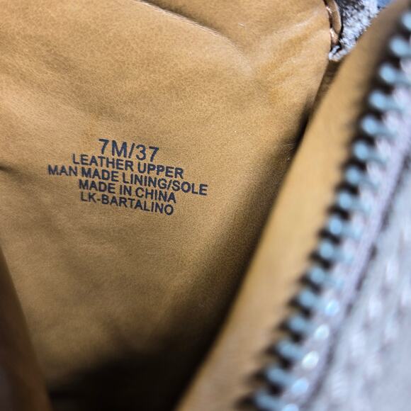 Lucky Brand Bartalino Booties Womens 7 Tan Suede Leather Ankle Boots Zipper Boho - Picture 6 of 12